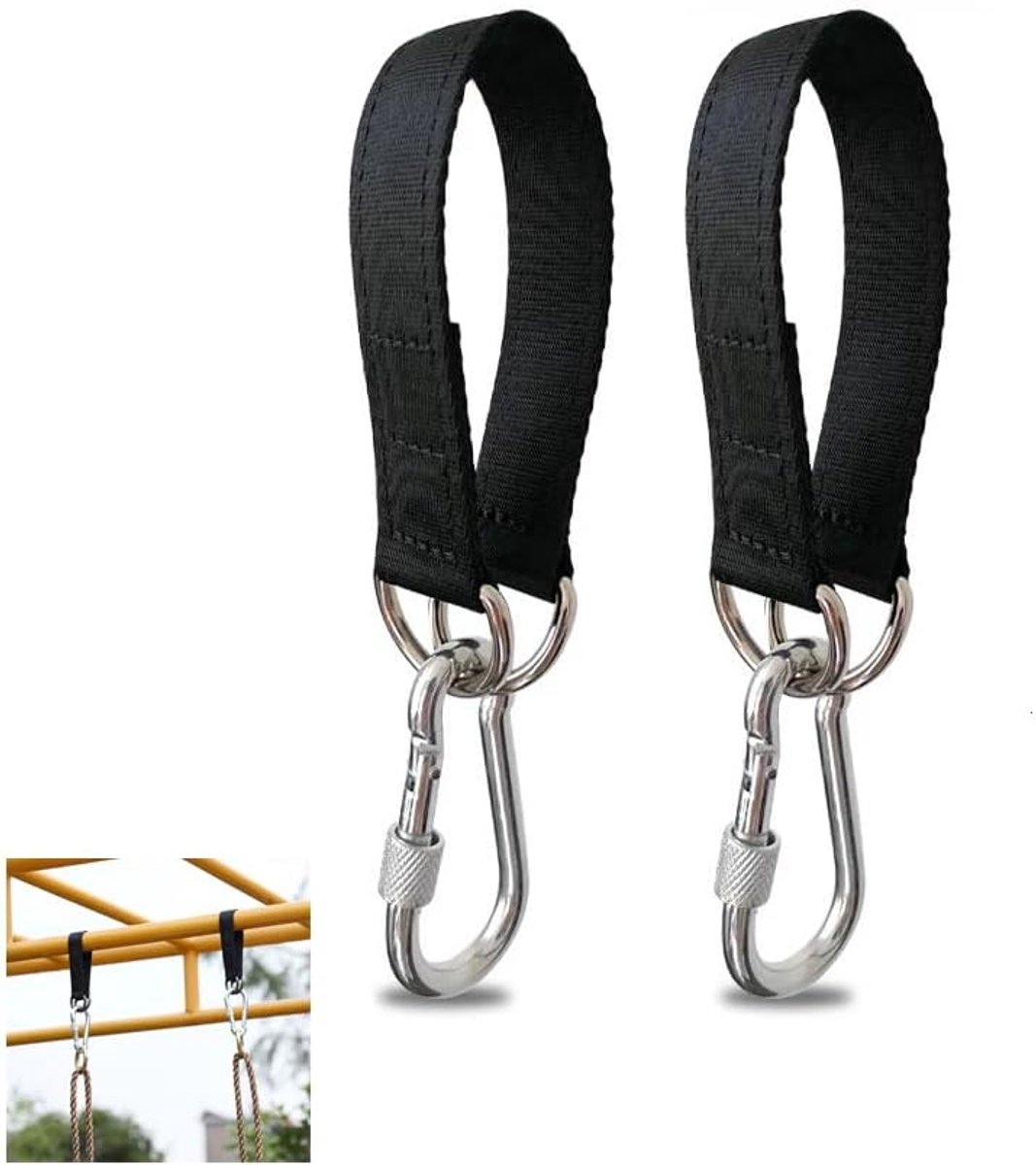   2 stuks - Schommelriemen - Boomschommelriemen - Ophangset - Voor hangmatten, zandzakken, schommelstoelen, stoelen, handgrepen van gymstangen - 50 cm - Zwart