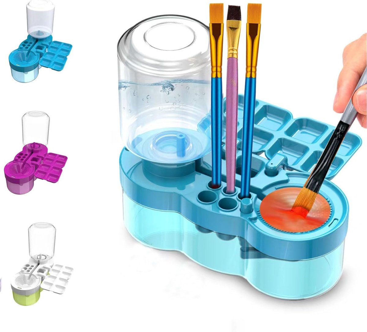 SNQ Borstelreinigingsemmer - 1 stuk Blauw - Borstelreinigingsemmer - Inclusief borstelreinigingsemmer en palet - Voor volwassenen en kinderen