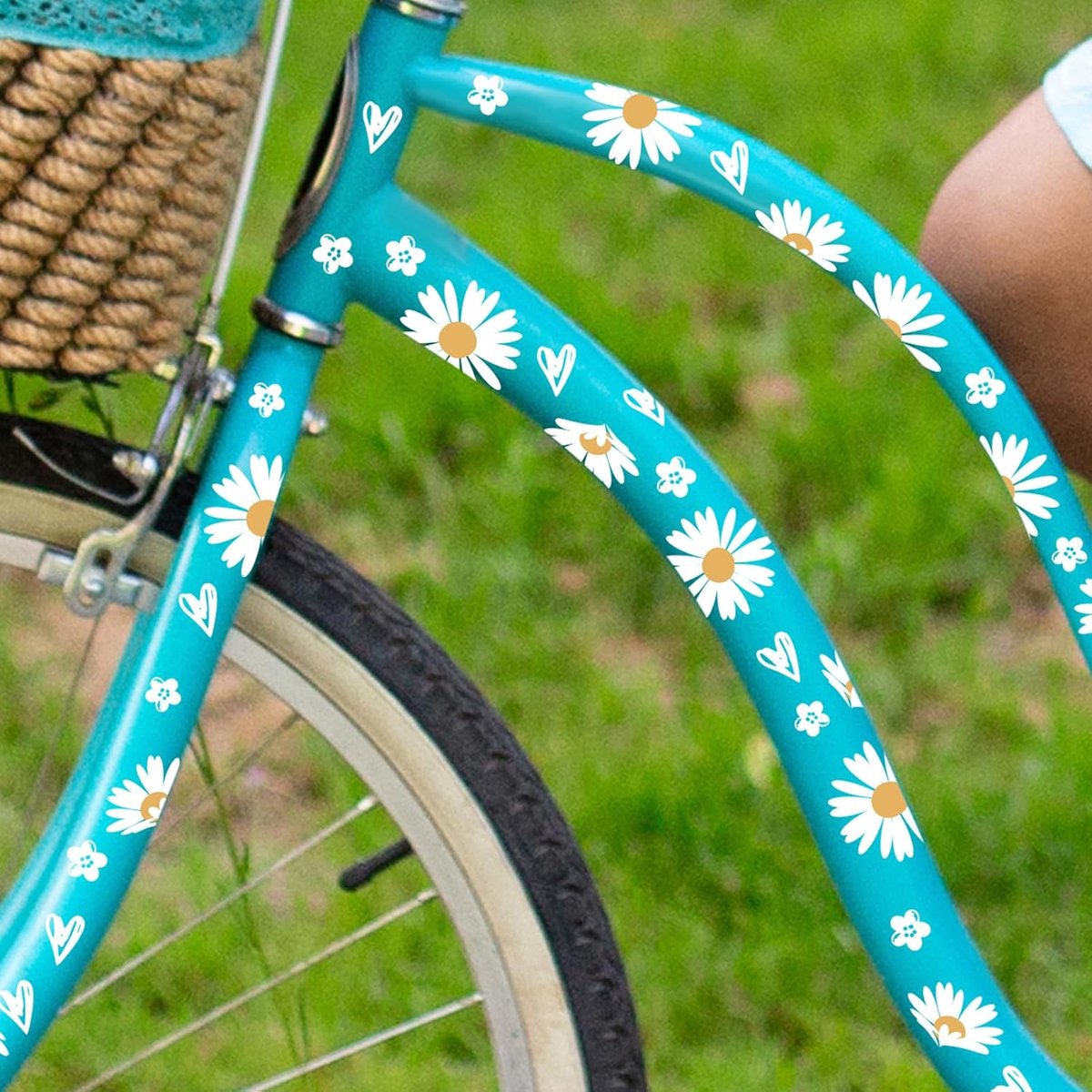 SNQ Daisy Bloemen-Fiets Stickers Frame,-2 vellen Bloemen Stickers-Fiets Waterdichte Stickers voor-Fiets Daisy Bloem Stickers voor-Meisjes Fiets Frame Decoratief