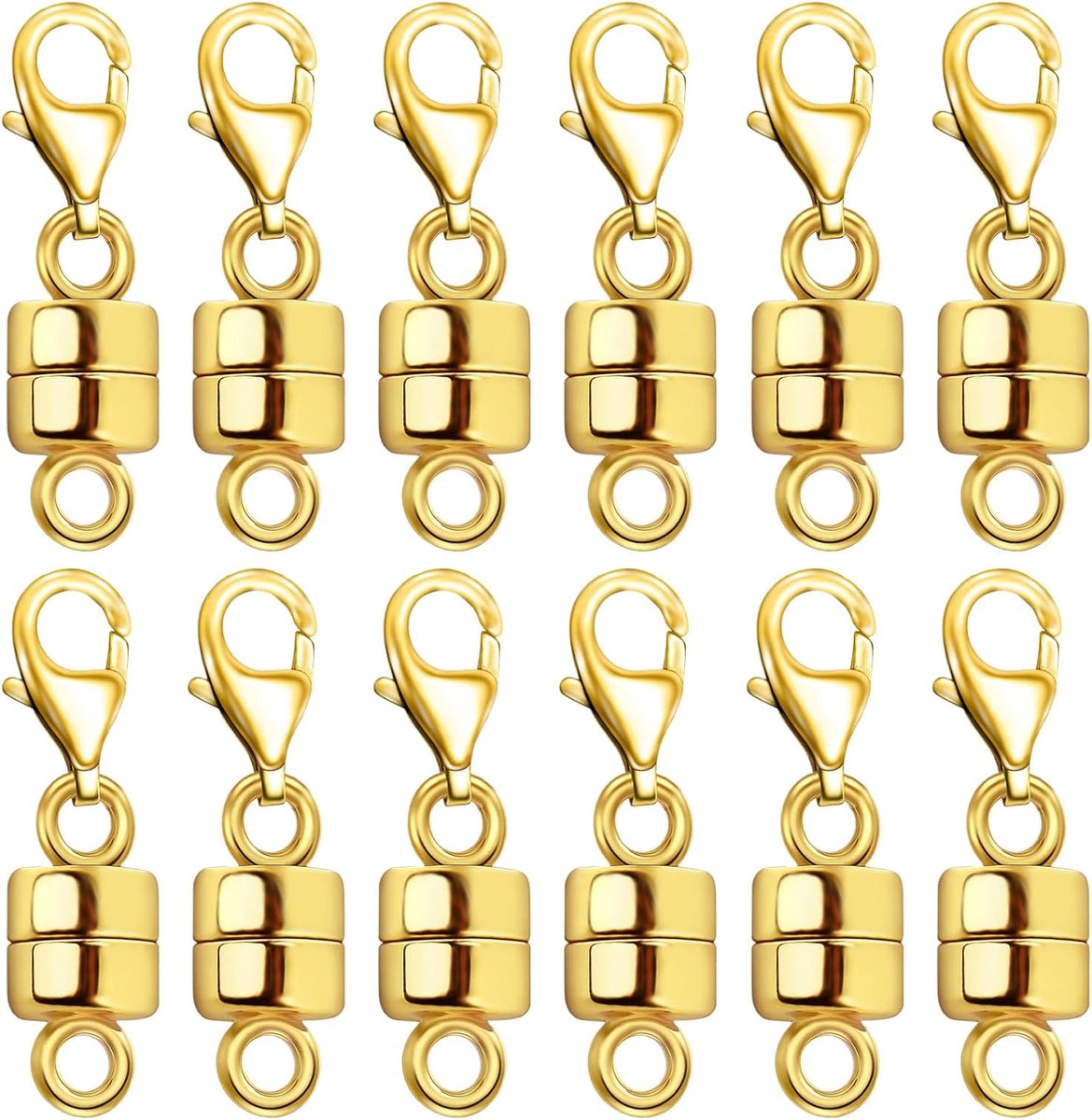 SNQ Magnetische kettingsluitingen - Magnetische sieradensluitingen - Kettingverlengers - Armbandsluitingen en sluitingen - Geschikt voor doe-het-zelf armbanden en kettingen - 12 stuks - Goud