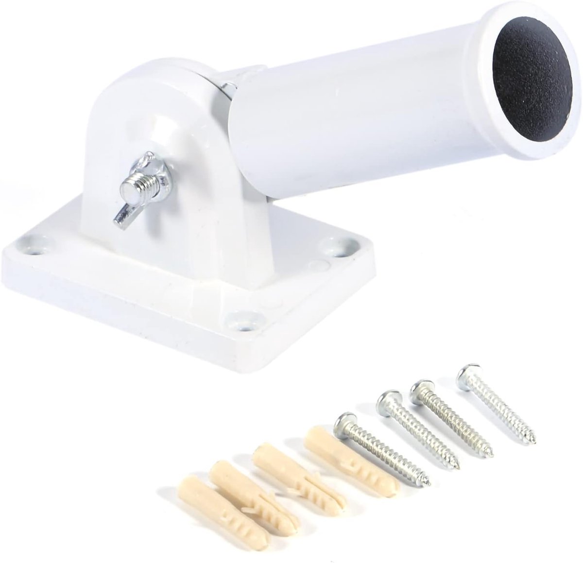 SNQ Vlaggenmastbeugel - Wandmontage - Verstelbare beugel - 1 stuk - 15,2 × 6 × 8 cm - Vlaggenmastvoet - Aluminiumlegering - Wit