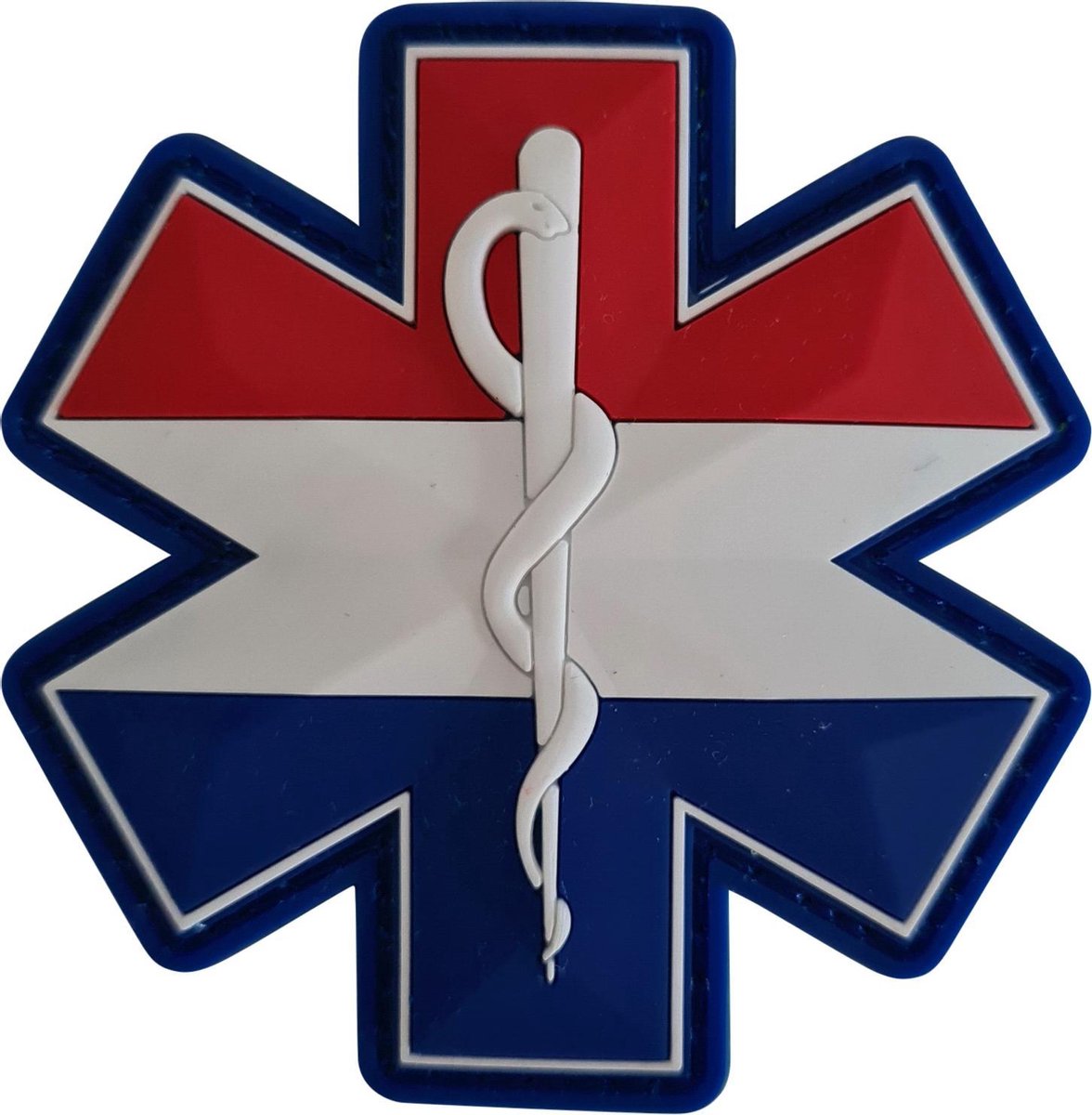 3D PVC Patch AMBULANCE (Star of Life) NEDERLAND contour 8cm