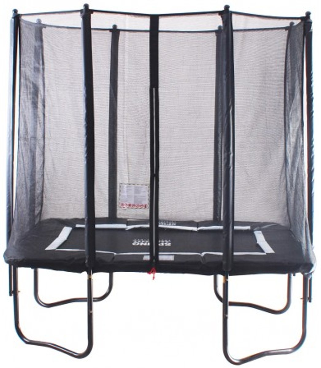 SPRING Trampoline 153 cm x 214 cm (5x7ft) Rechthoekig met veiligheidsnet - Black Edition - zwarte rand