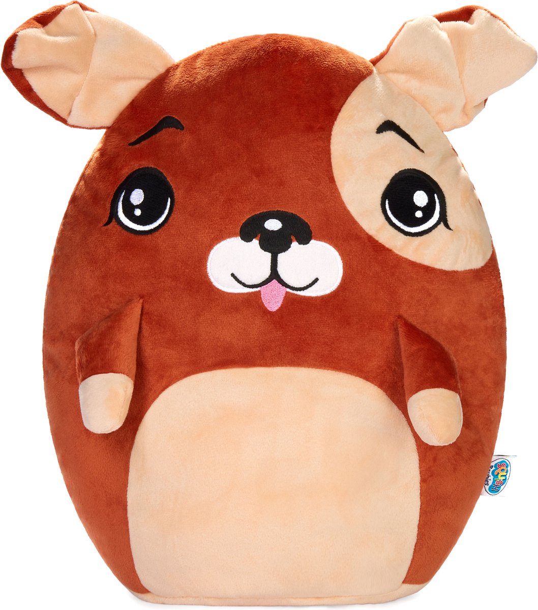 SQUISHBRUBIES Hugo de Hond - Superzachte Pluche Knuffel - Kawaii Knuffel - Squishy - Speelgoed - 35 cm - Bruin