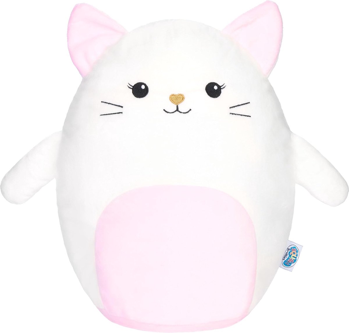 SQUISHBRUBIES Kira de kat - Superzachte Pluche Knuffel - Kawaii Knuffel - Squishy - Speelgoed - 35 cm - wit en roze