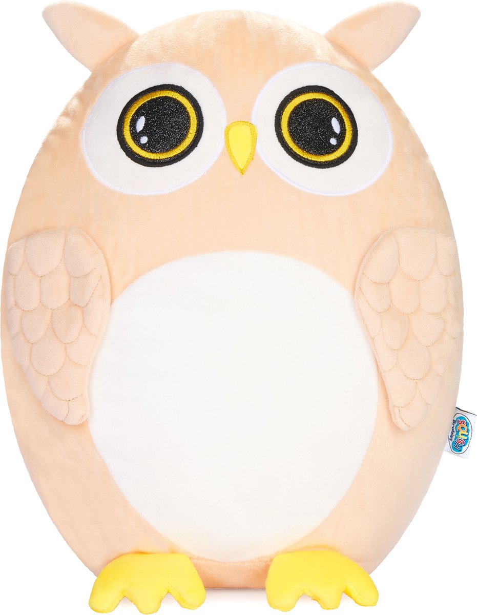 SQUISHBRUBIES Oliver de Uil - Superzachte Pluche Knuffel - Kawaii Knuffel - Squishy - Speelgoed - 35 cm - bruin