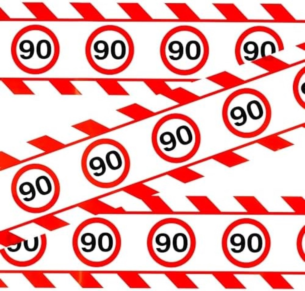 90 Jaar Verjaardagslint met Verkeersborden - Feestdecoratie Binnen en Buiten