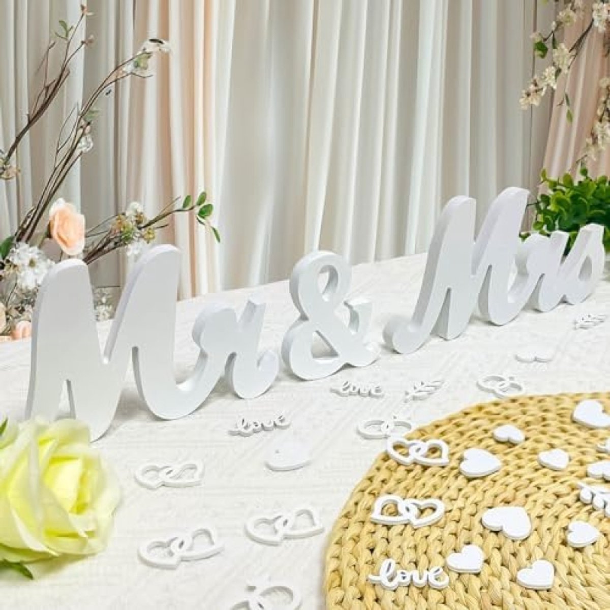 Elegante bruiloftsdecoratie set - 60 stuks houten tafeldecoratie met strooidecoratie voor trouwerijen en feesten