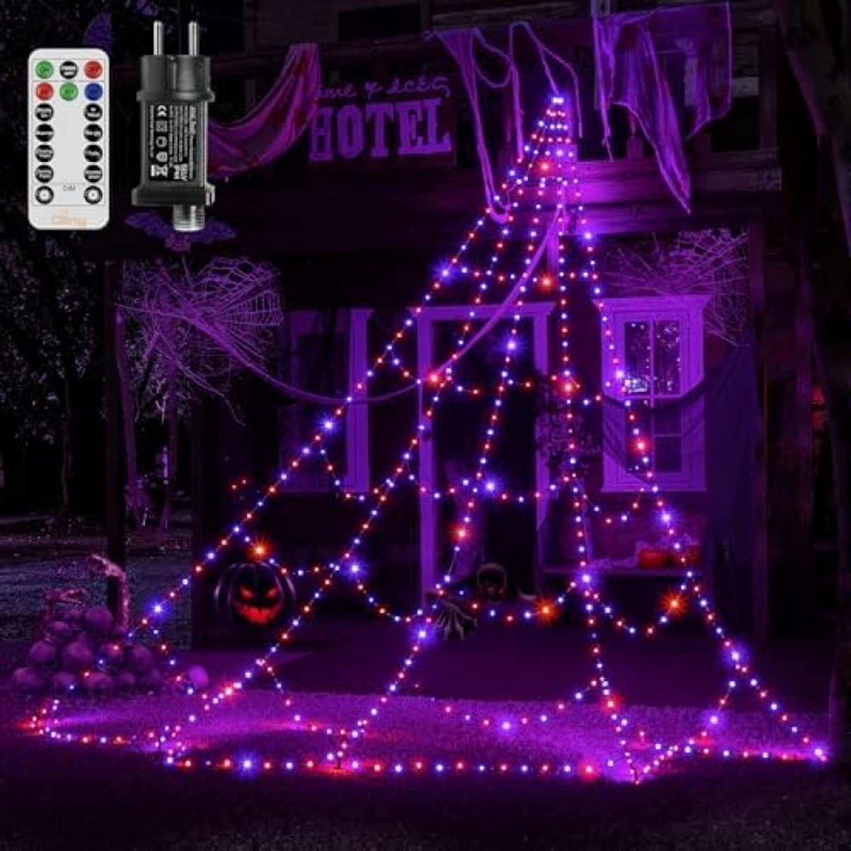 Halloween Spinnenweb Lichtslinger - 3 Meter LED Verlichting met Timer