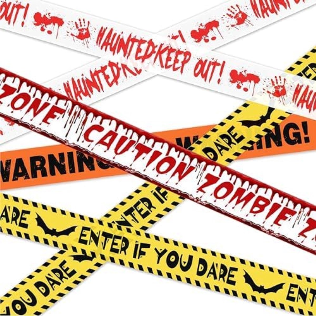 Halloween Waarschuwingslint Set - 4 Stuks Horror Decoratie voor Buiten