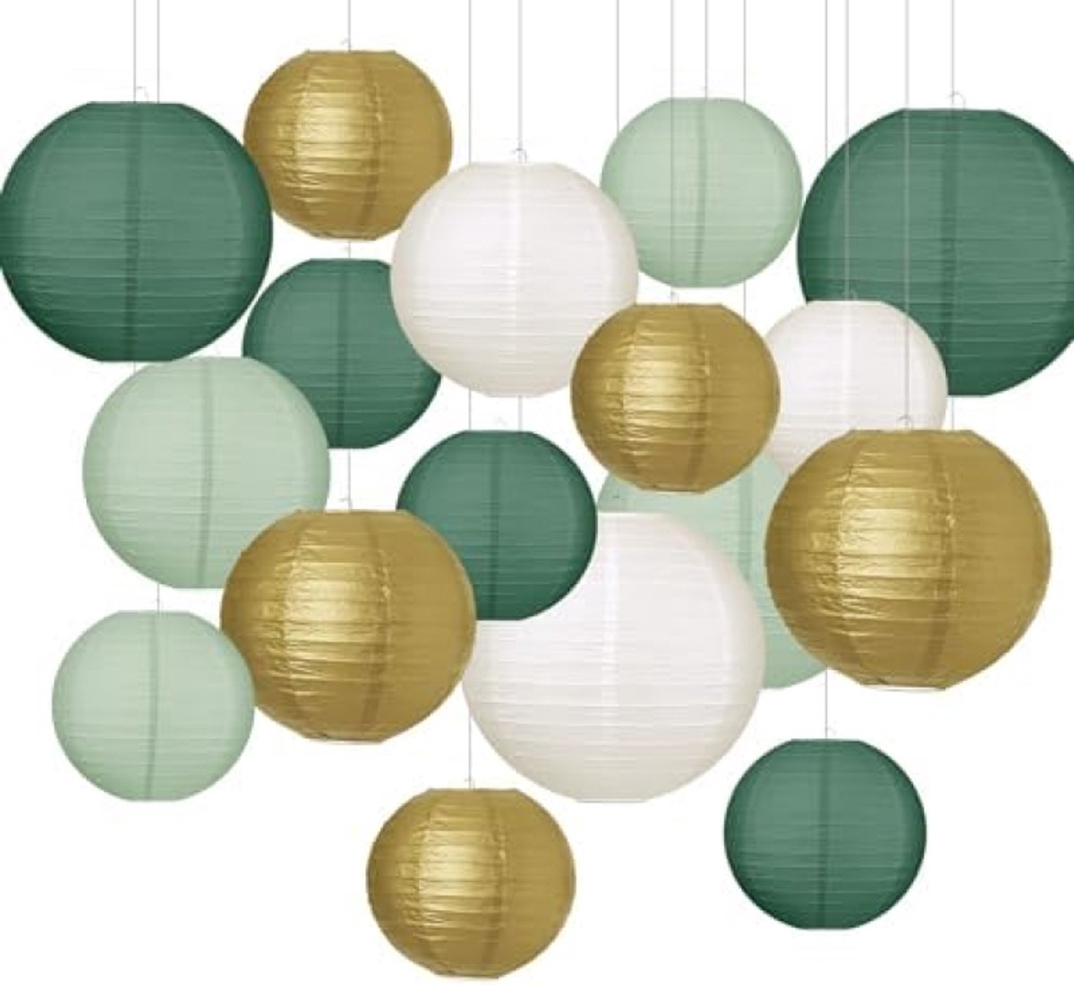 Papieren lantaarns set van 20 stuks, diverse maten en kleuren, voor feestdecoratie binnen en buiten