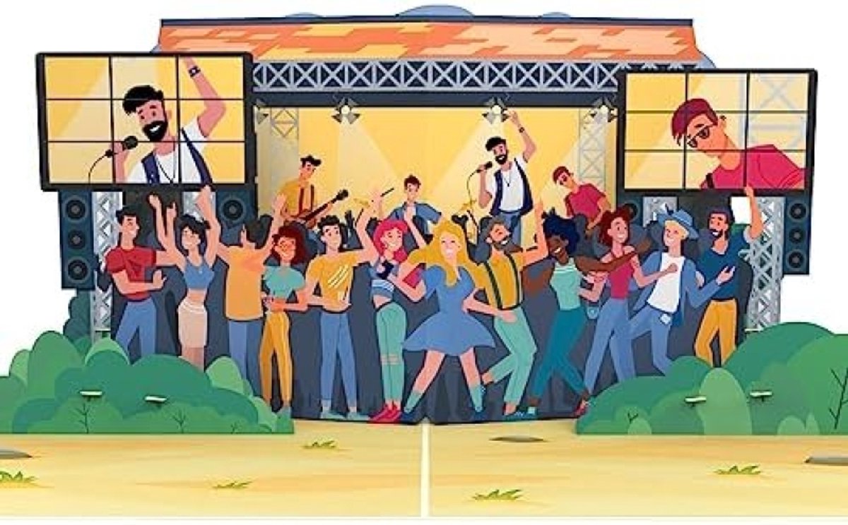 Pop-Up Kaart – Concert/Festival – 3D Wenskaart voor Verjaardag, Unieke Cadeauverpakking met Verrassingseffect