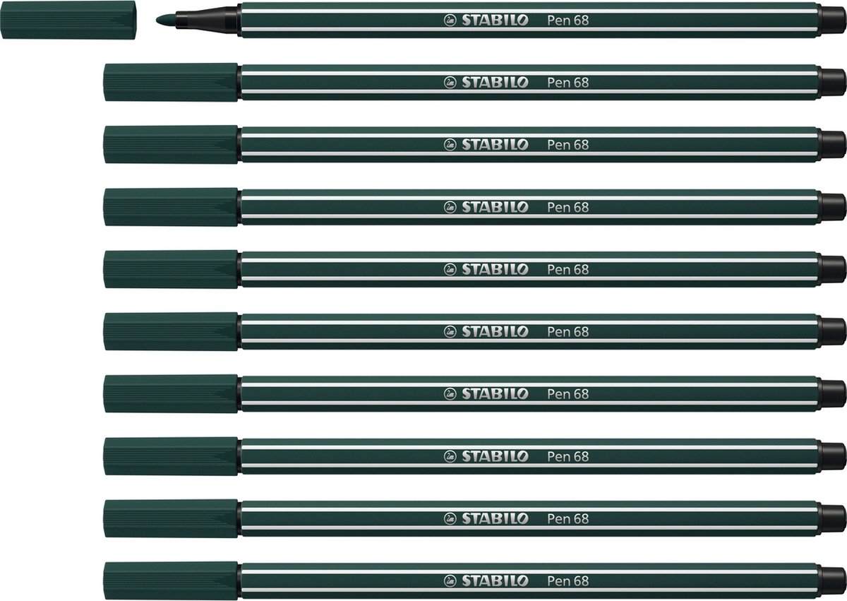 STABILO Pen 68 - Premium Viltstift - Aardegroen - Doos 10 stuks