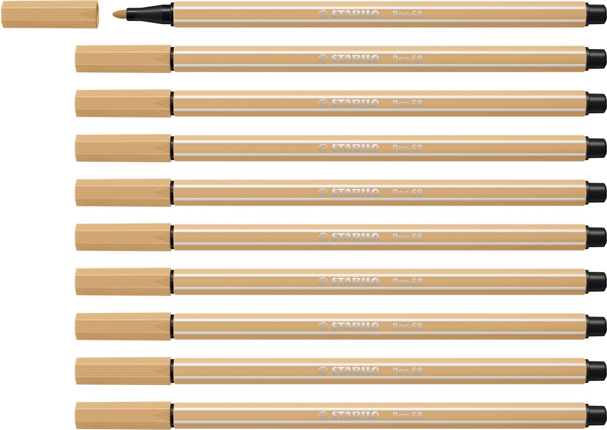 STABILO Pen 68 - Premium Viltstift - Lichtoker - Doos 10 stuks