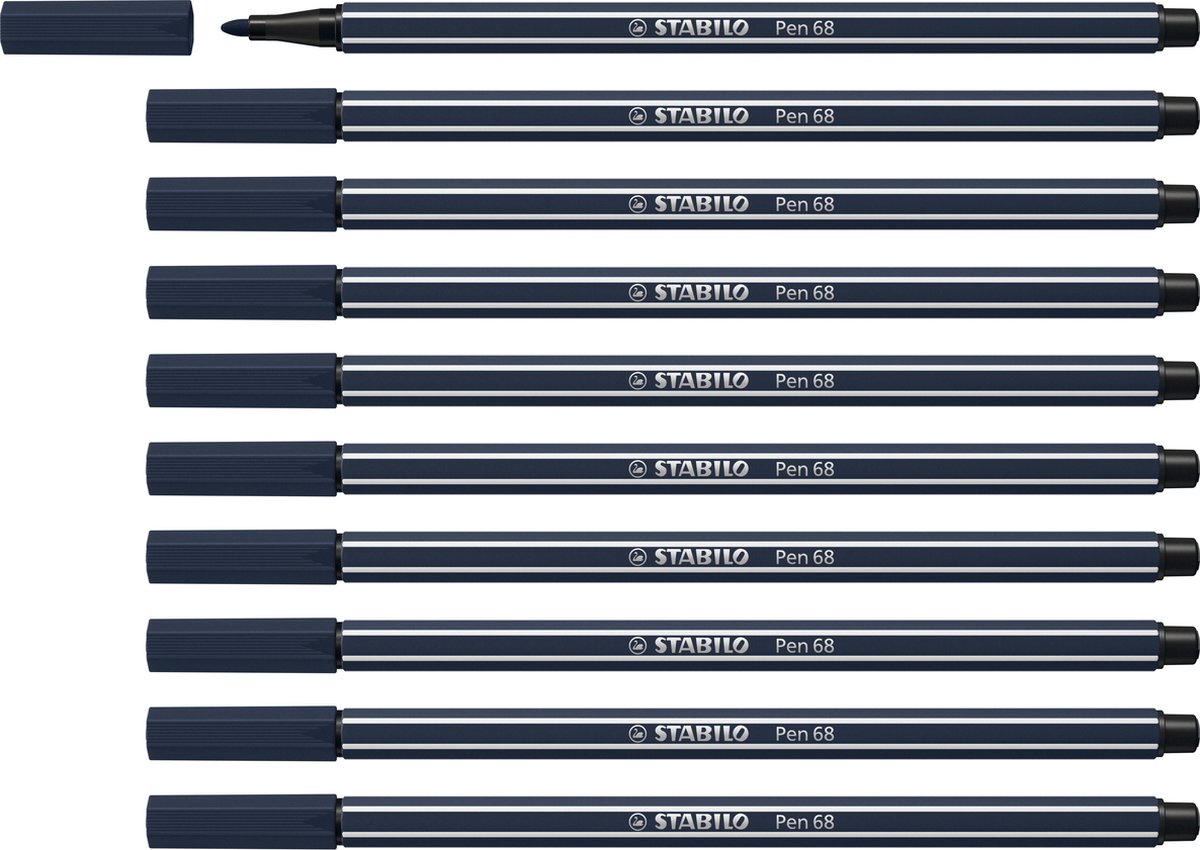STABILO Pen 68 - Premium Viltstift - Paynegrijs - Doos 10 stuks