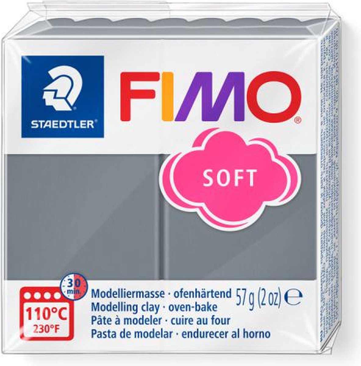 Fimo soft boetseerklei 57g stormy grey