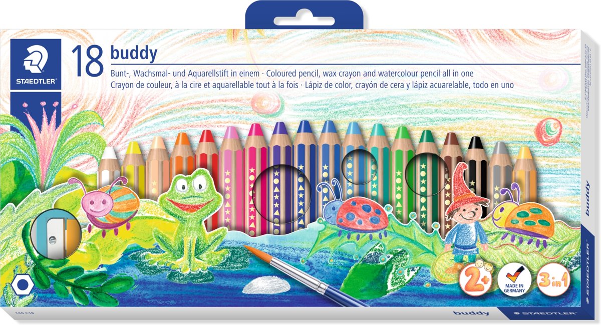 buddy 3-in-1 kleurpotlood - set 18 st