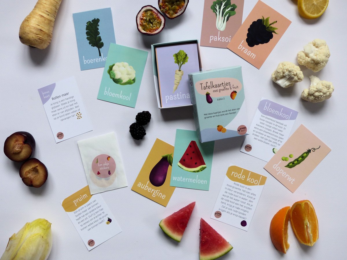 Tafelkaartjes met groente en fruit editie 2- educatief - opvoeding - kinderen
