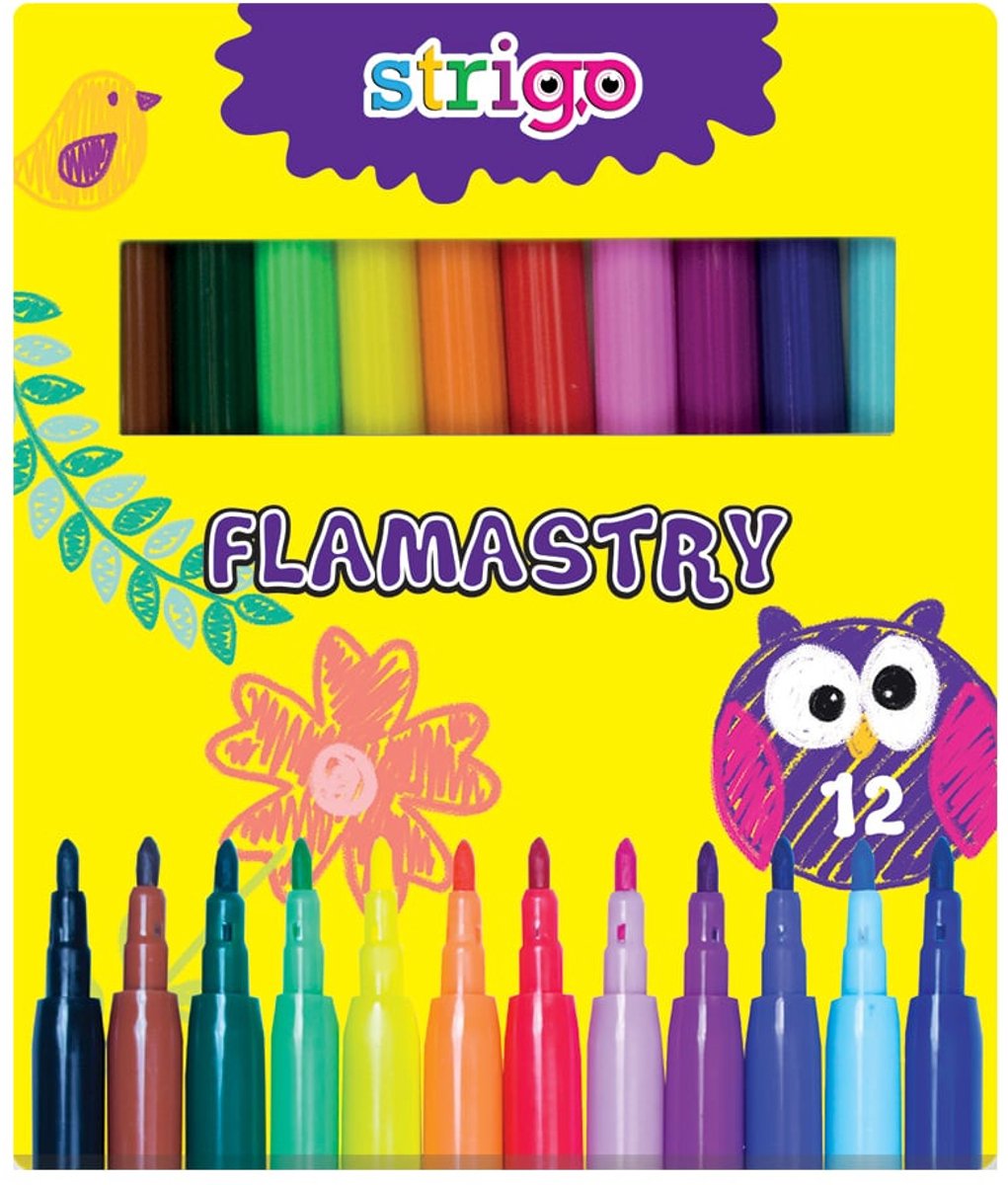 Strigo Flamaster Set - 12 Levendige Kleuren voor Kinderen