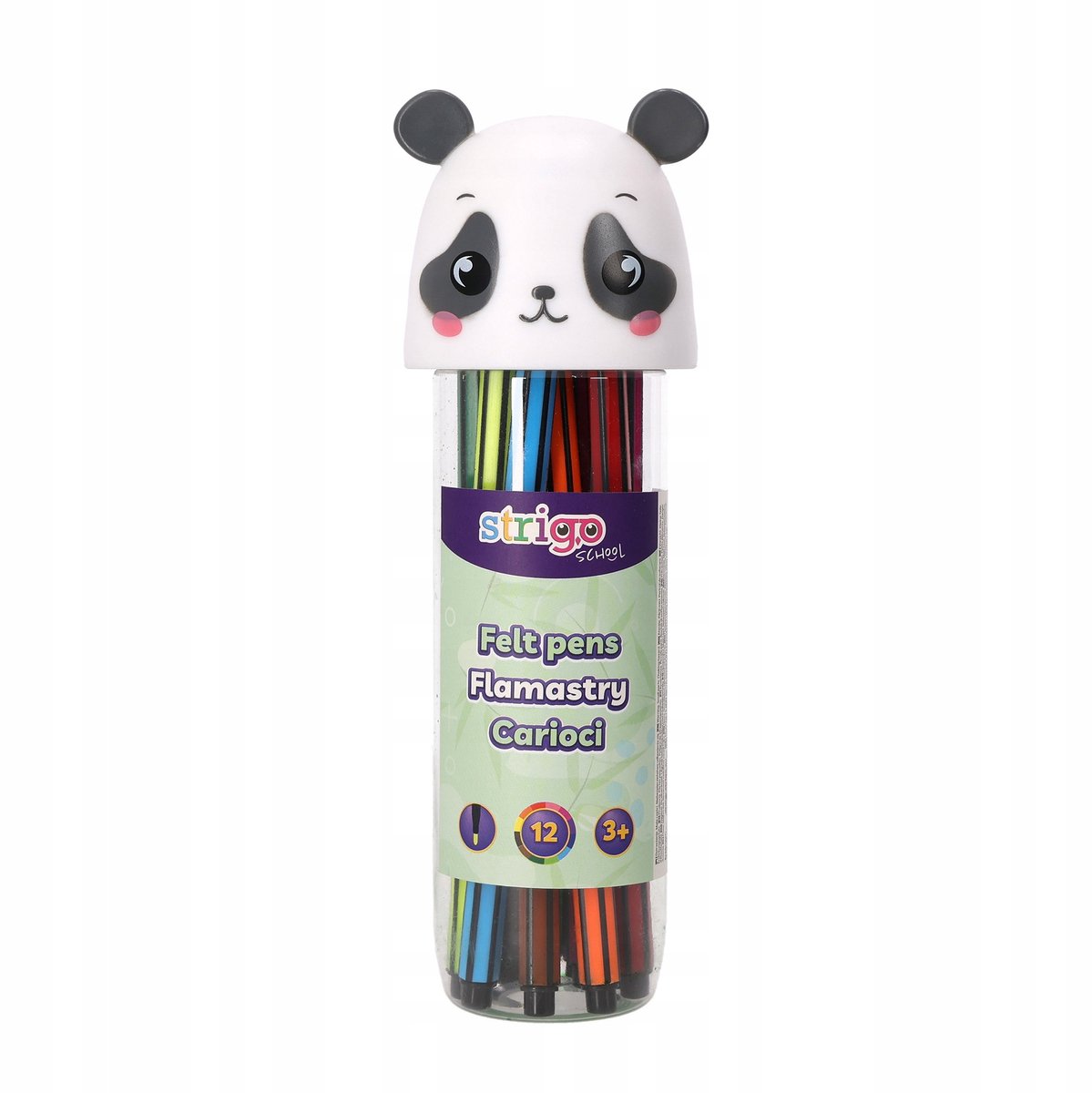 Strigo Panda Stiften Set - 12 Kleuren met Opbergdoos