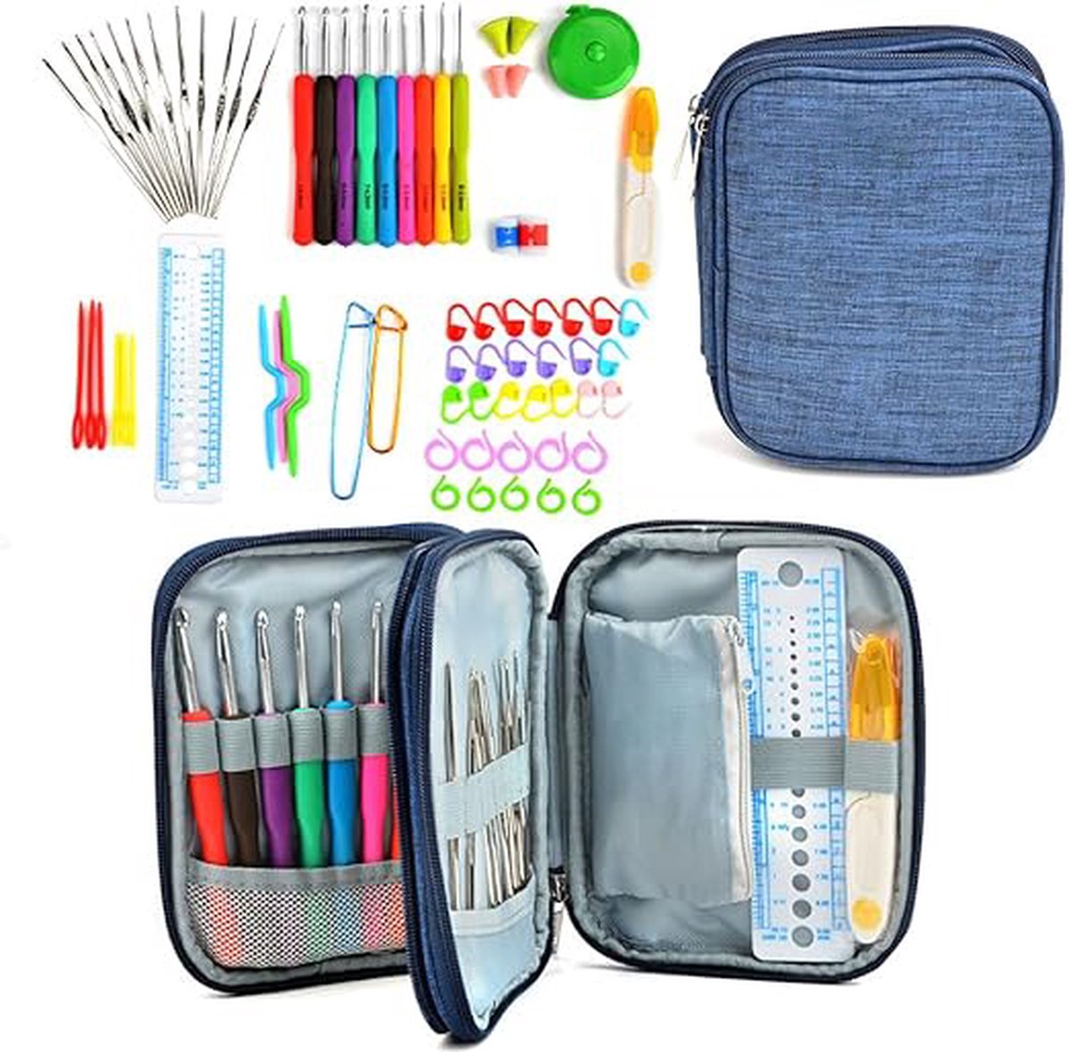 SVH Company Haaknaalden Set 72-delige Haaknaaldenset met Etui – Haakset met Ergonomische Softgrip – met Opbergetui