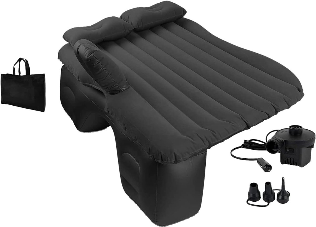 SVN® Auto Matras - Auto Luchtbed - Opblaasbed Auto - Met Luchtpomp - Zwart - 145cm x 80cm x 50cm