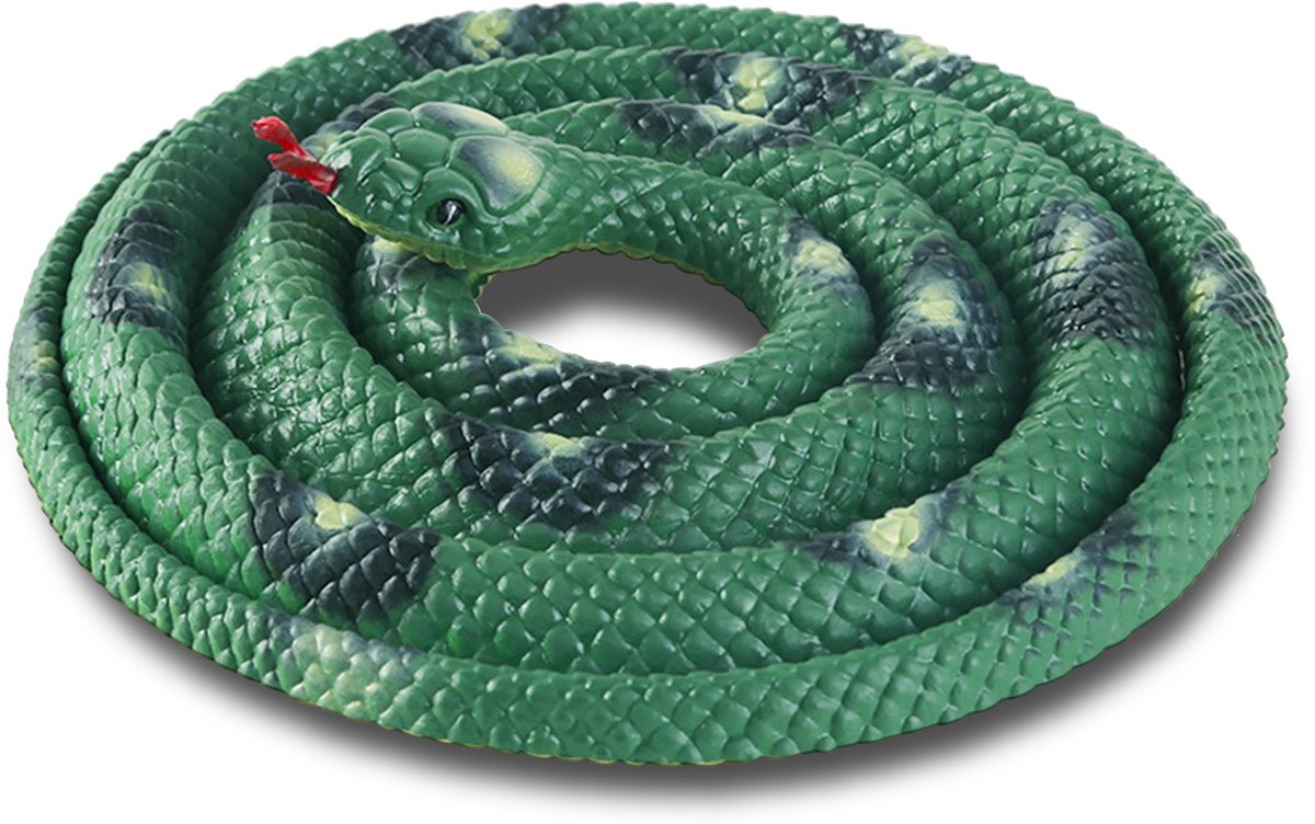 SWAXIGON Slang - Realistisch gekleurde nep rubberen slang speelgoed - kleine dieren figuren plastic slangen - vanaf 3 jaar kinderspeelgoed cadeau 127 cm (Groen)