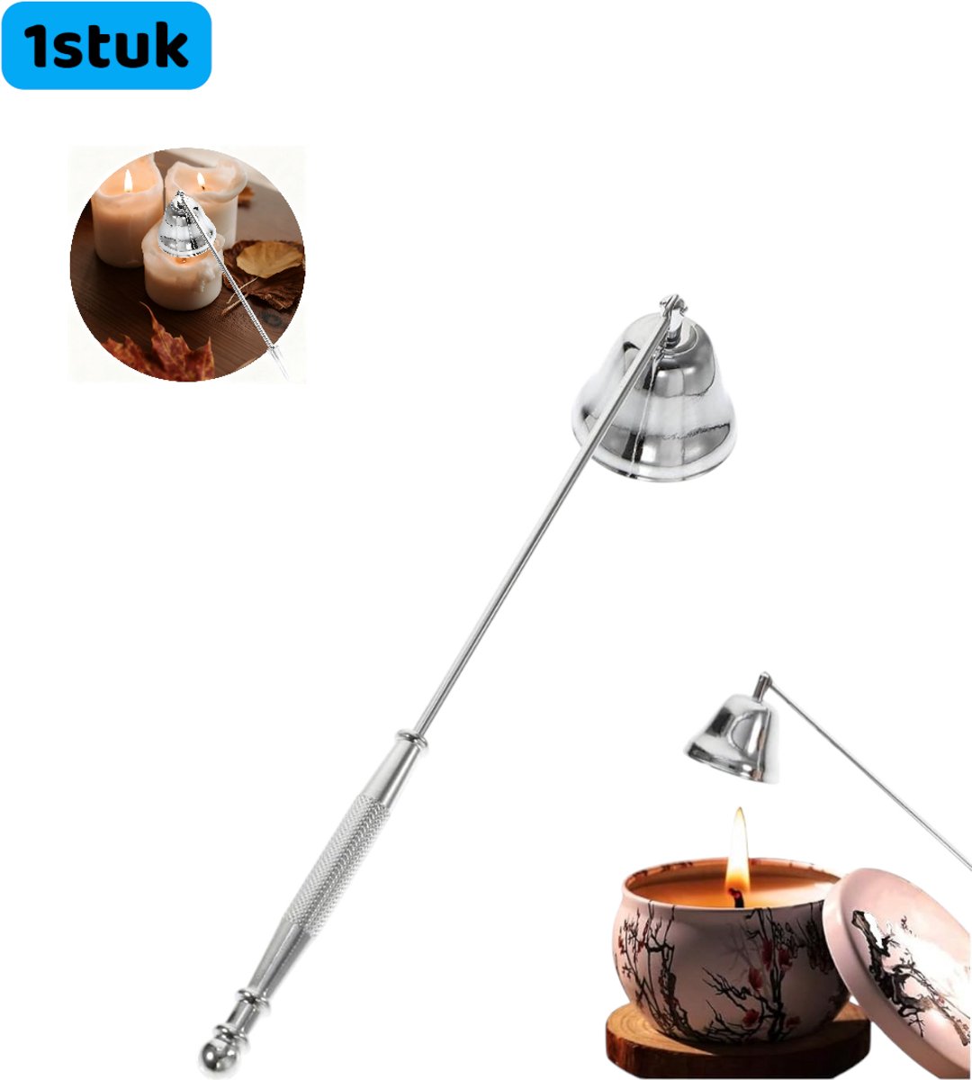 1 stuk - Kaarsenstomp - Voor geurkaarsen en sfeerkaarsen - RVS stomp - Bel - Zilver