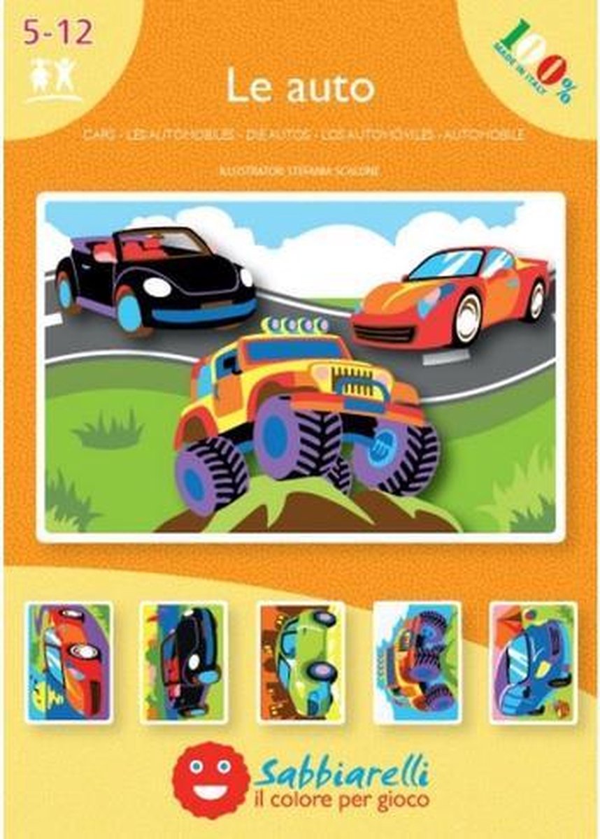 Sabbiarelli Zandschilderen Album Autos 15x20 cm 5 stuks