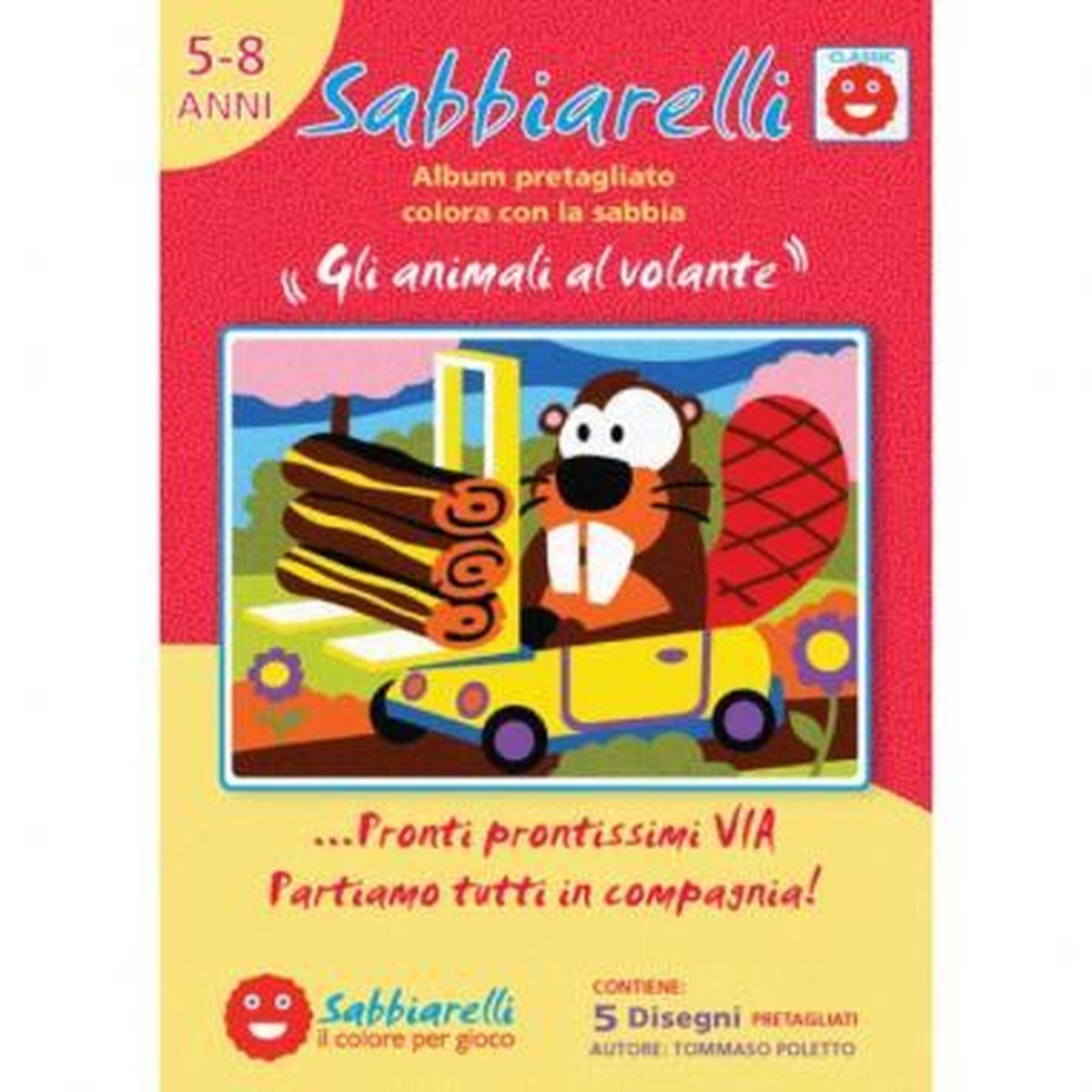 Sabbiarelli Zandschilderen Album Dieren aan het Stuur 15x20 cm 5 stuks