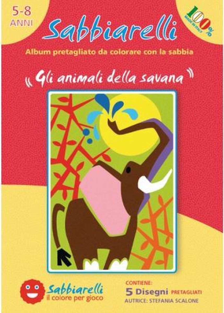 Sabbiarelli Zandschilderen Album Savanne Dieren 15x20 cm 5 stuks