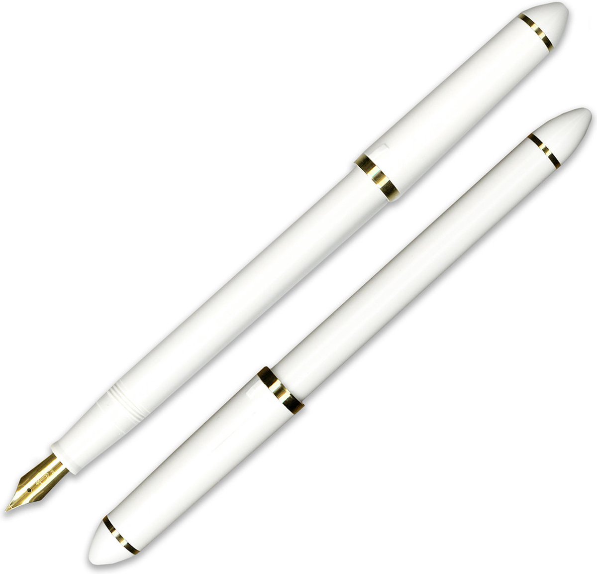 Sailor Fude-De-Mannen Script Kalligrafie Pen Witte Body, Nib Angle 40 °C Degrees + een Converter met een Witte Draaiknop.