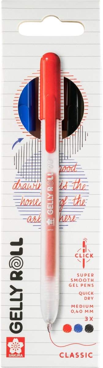 Sakura Gelly Roll Retractable Classic Set 3(Rood-Blauw-Zwart)