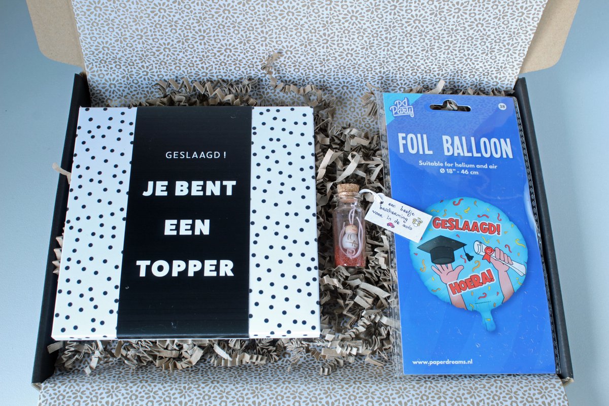 Brievenbus cadeau Geslaagd Rijbewijs  - cadeau rijbewijs - folieballon