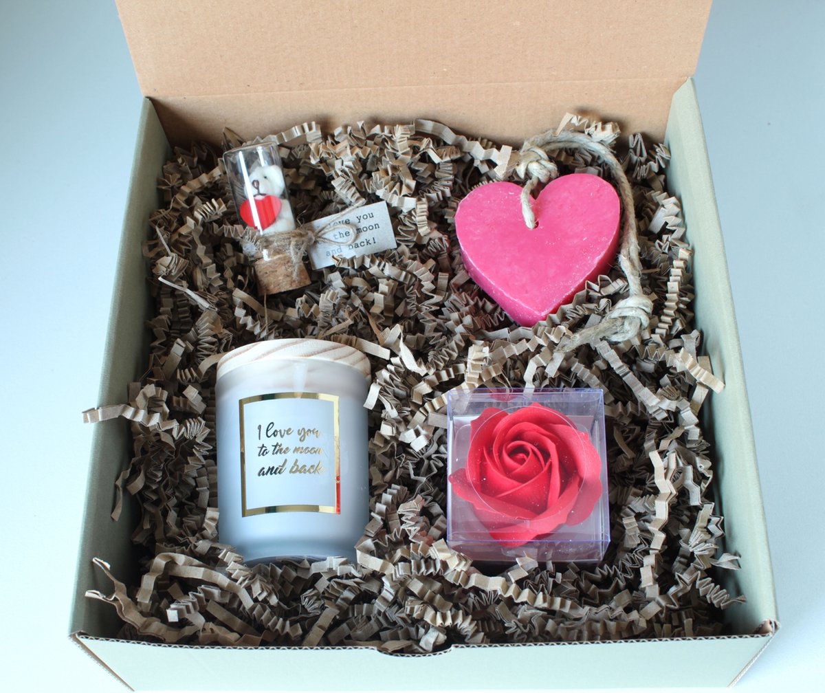 Minibox Love you to the moon, cadeau liefde, cadeau Valentijnsdag, cadeau Moederdag