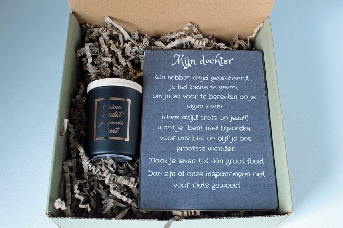 Minibox Mijn Dochter - cadeau voor dochter - kaars - tekstbord