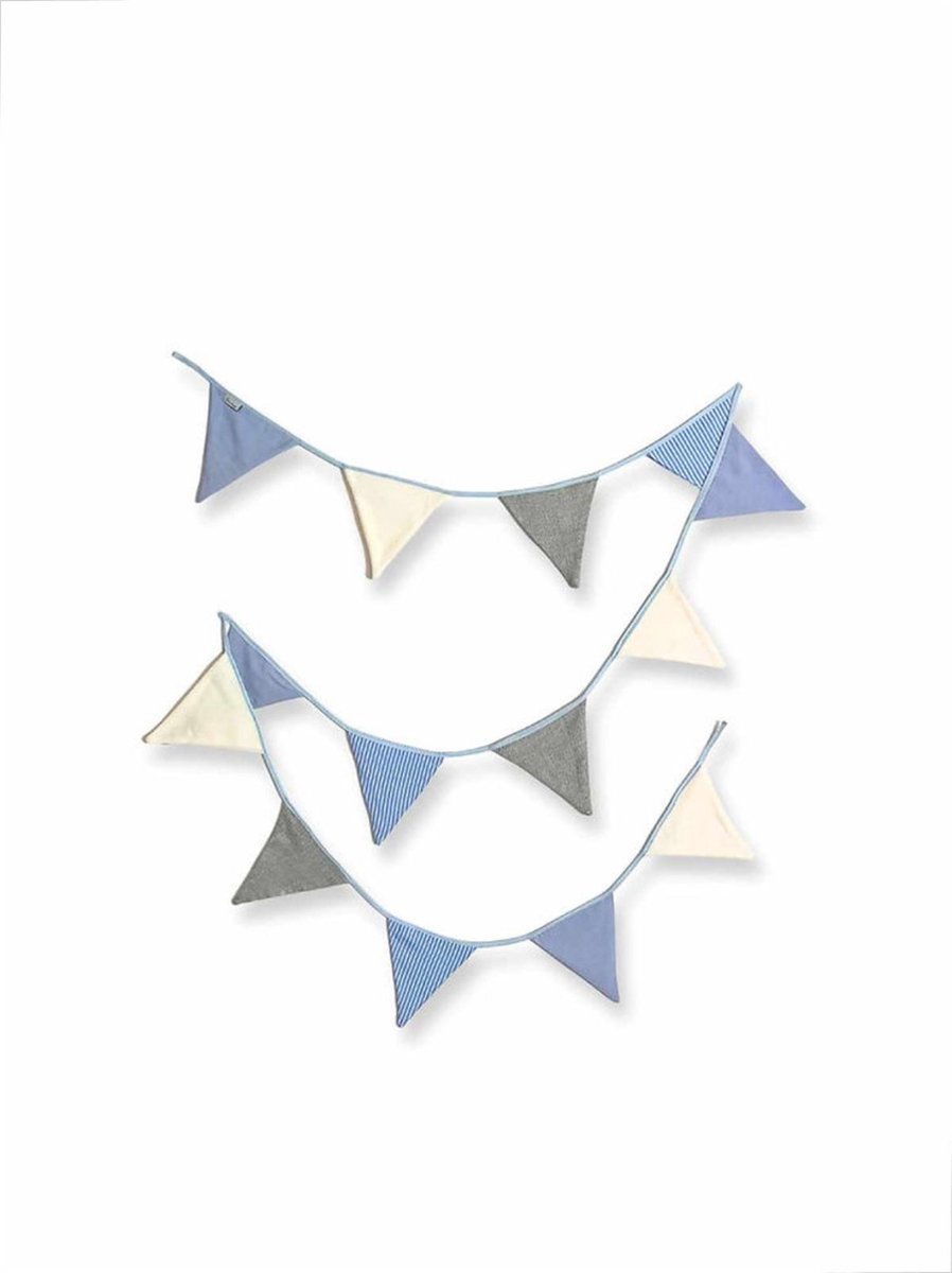 Vlaggenlijn - Feestslinger textiel - Feestversiering - Stoffen slinger - Duurzaam cadeau - Blauw
