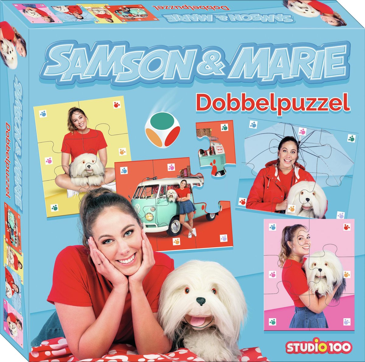 Samson & Marie - Puzzel - Dobbelpuzzel - 4 puzzels - Gooi met de dobbelsteen en probeer als eerste de puzzel volledig te maken - 4x6 stukken