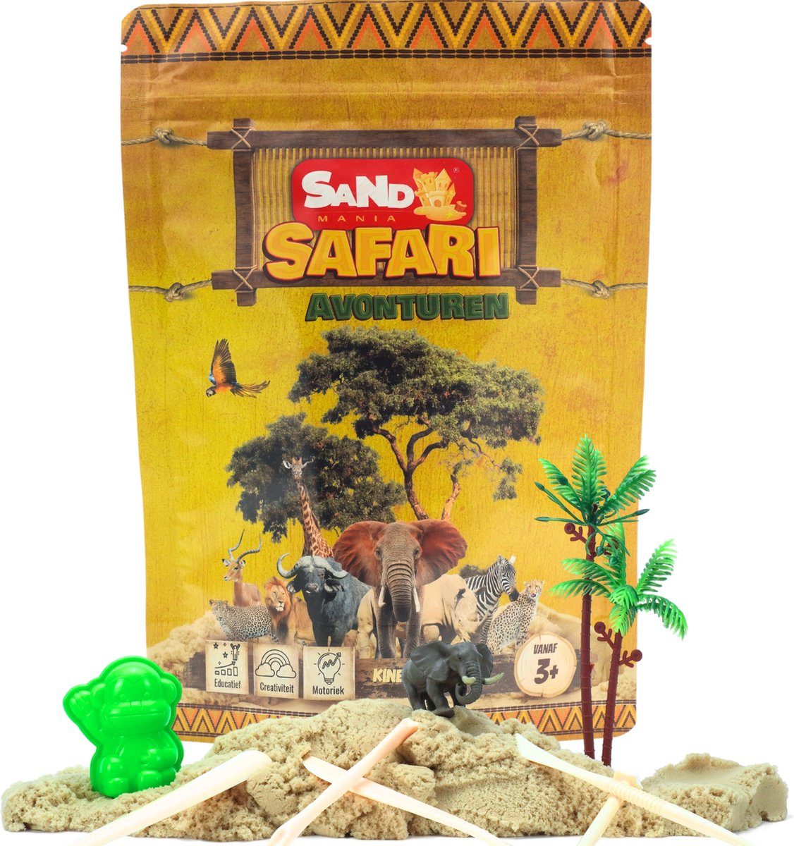  ®Kinetisch zand safari thema - 500 gram - Bruin zand - Sensorisch speelgoed