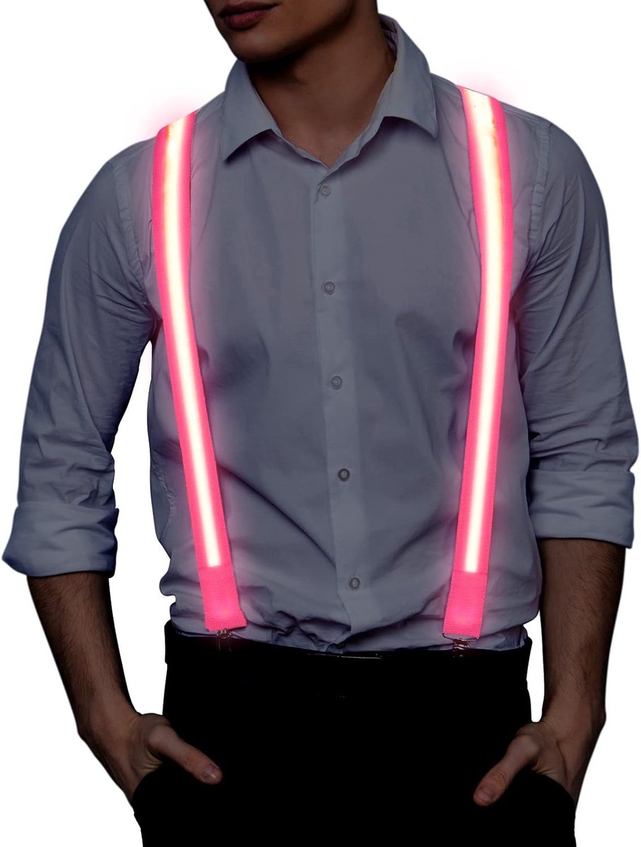 Sander Shop LED bretels - Lichtgevende heren bretels met 3 flitsmodi - Roze
