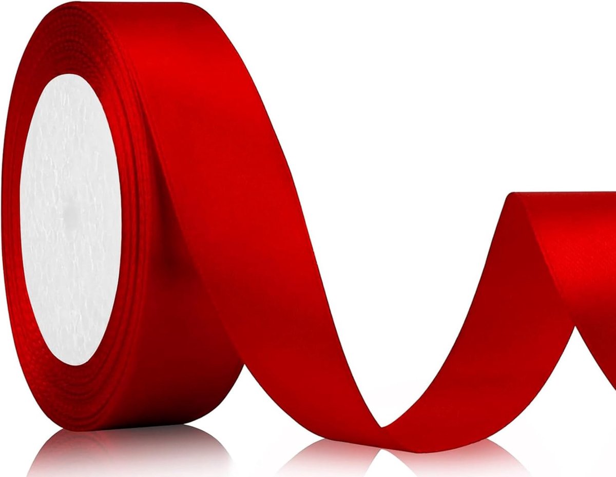 Sander Shop Satijnen cadeaulint, rood, 22 m x 20 mm breed, voor bruiloft, knutselen, geschenkverpakking, bruiloftsdecoratie (rood)