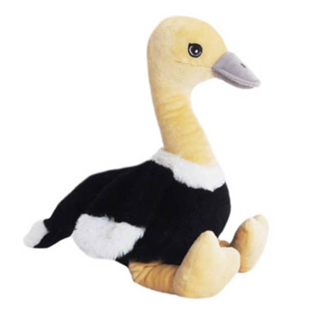Knuffeldier Struisvogel Biggy - zachte pluche stof - dieren knuffels - zwart/wit - 34 cm - Vogel knuffels