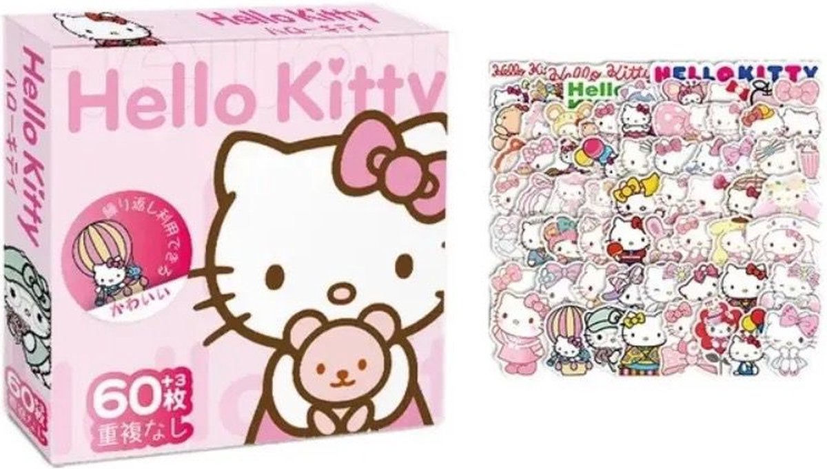60x Hello Kitty Stickers - Schattige Sanrio Cartoon - Laptop - Dagboek