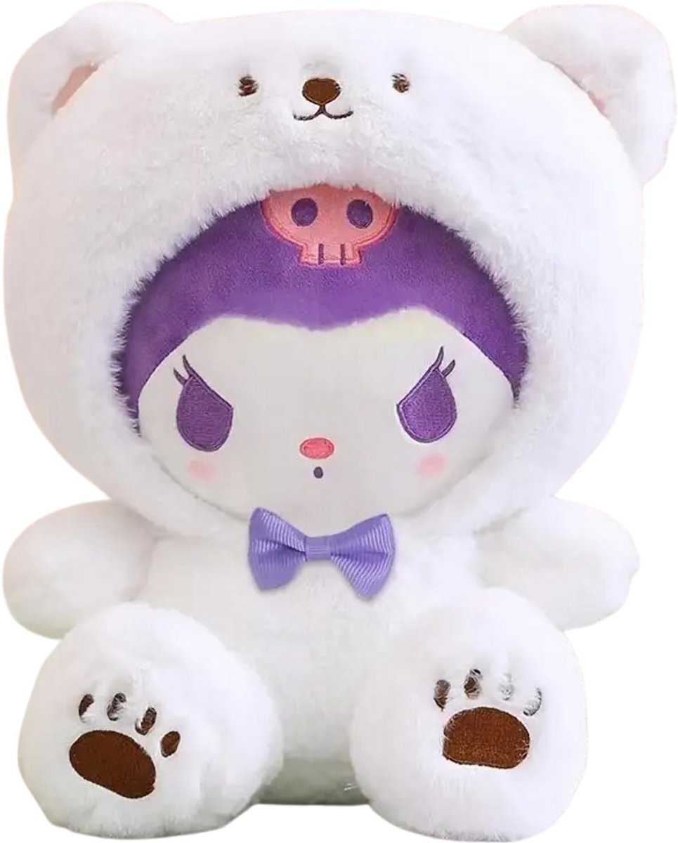 Cutieco Kids - KR - Schattige Kawaii Kat Wit - Paars - Knuffel - 24cm – Super Zacht Pluche Hond – Japans Cute Cadeau - Kawaii stijl - Kawaii Punk Meisje Pop – Zachte Pluche – Uniek Geschenk Japanse Stijl