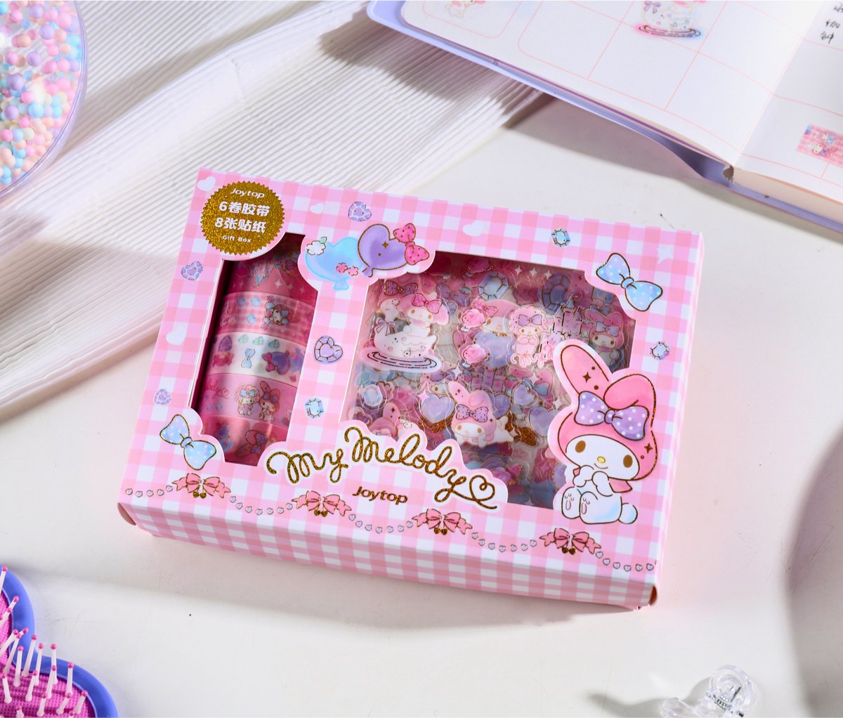 Sanrio - My Melody Washi Tape & Stickerset / cadeauset – Creatieve DIY Decoratie Set - Sanrio Geautoriseerd Product