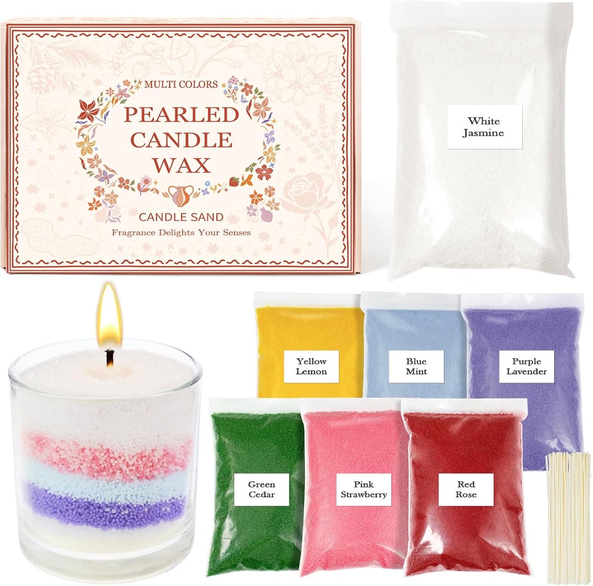 Kaarsenzand - Candle Sand - Kaarsenwas - Kaarsparels - Zandkaarsen - kaarsenzand met lonten - kaarsen zand - kaarsenzand met geur - kaarsenzand geur - 1,1 kg