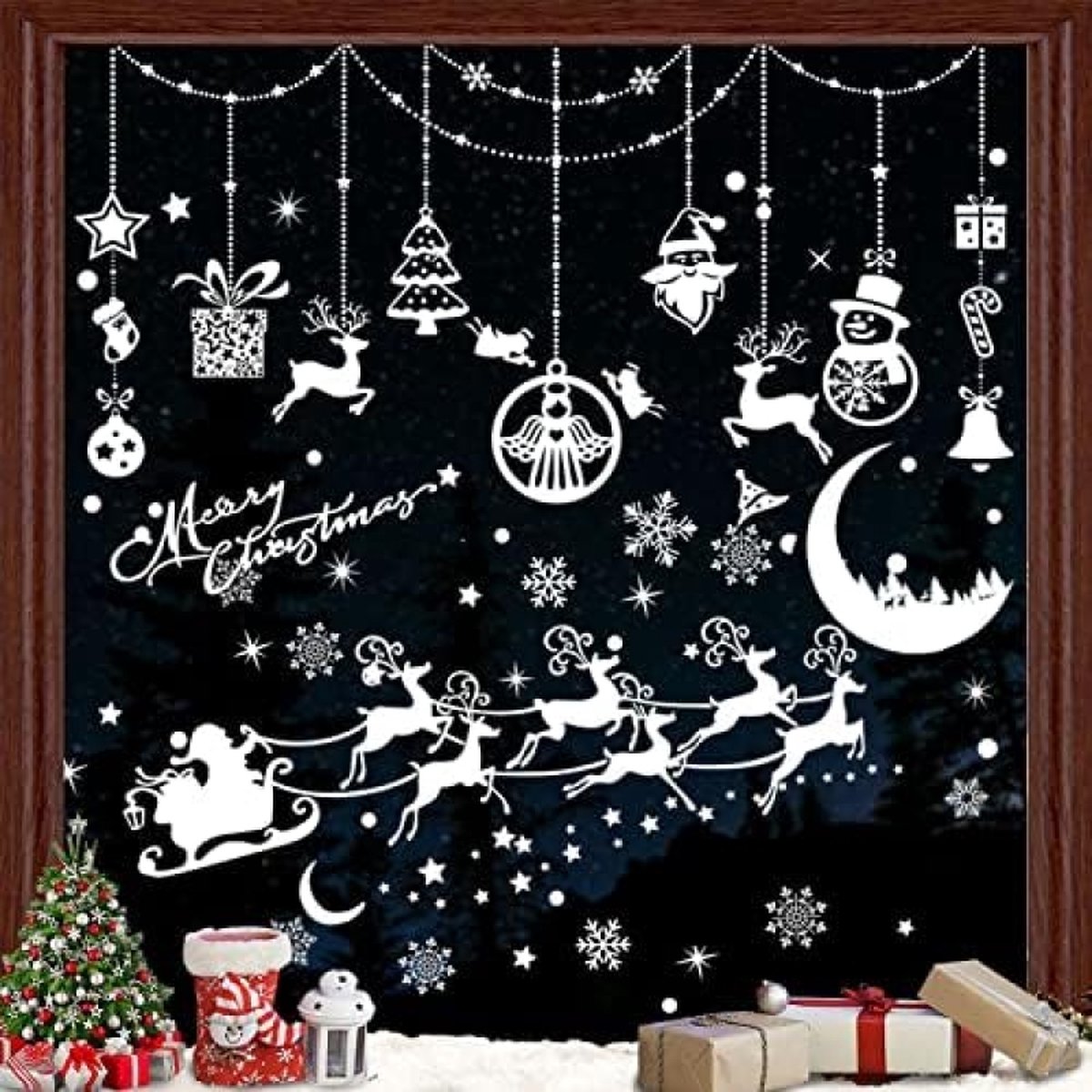 Kerst Raamstickers Dubbelzijdig Zelfklevend - 100 Stuks