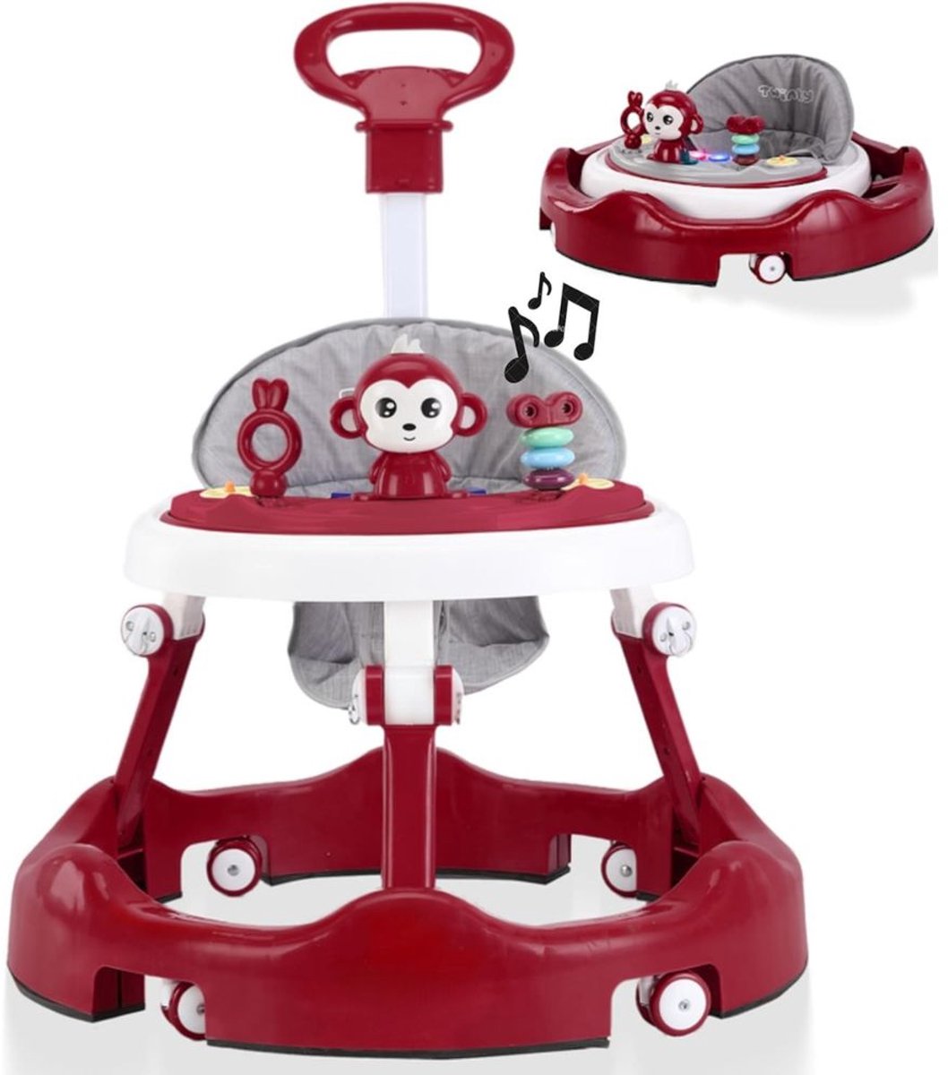 Loopstoeltje baby - looprek baby - Loopstoel - Babywalker - Loopstoeltje - Loopstoel baby - Loopstoel met schommelfunctie - Burgunderrot