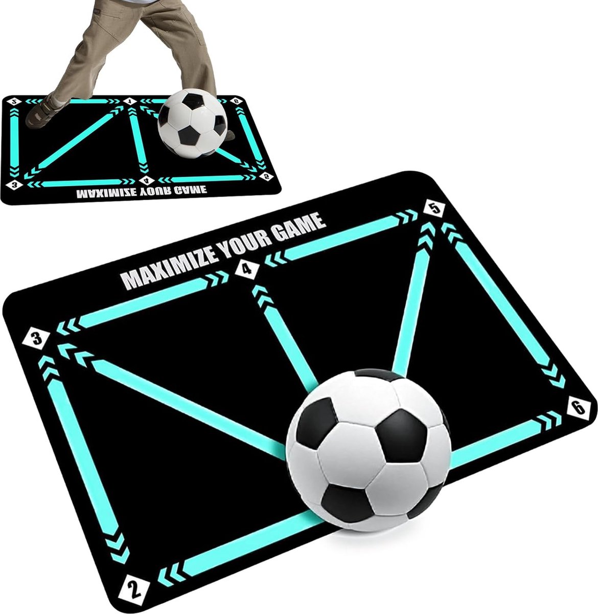 Soccer Skills Mat - Soccer Mat - Voetbalmat & Dribbelmat - Voetbal Training, Trainingsmateriaal - Voetbal Spullen - Opvouwbare, Antislip Voetbal Trainingsmat - Sportmat - Voetbal Tapijt - Alle Leeftijden - Blauw
