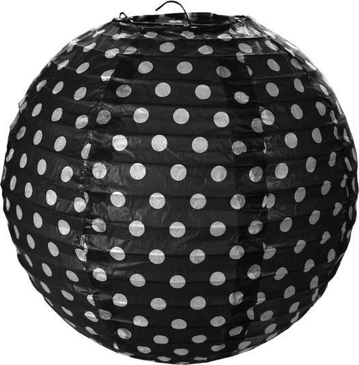 2x zwarte lampionnen met witte stippen - lampion - zwart - stippen - decoratie